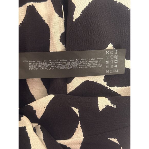 Zara Midi Dress Black & Cream Abstract Print Viscose Button Front Long Sleeve S - Picture 10 of 12